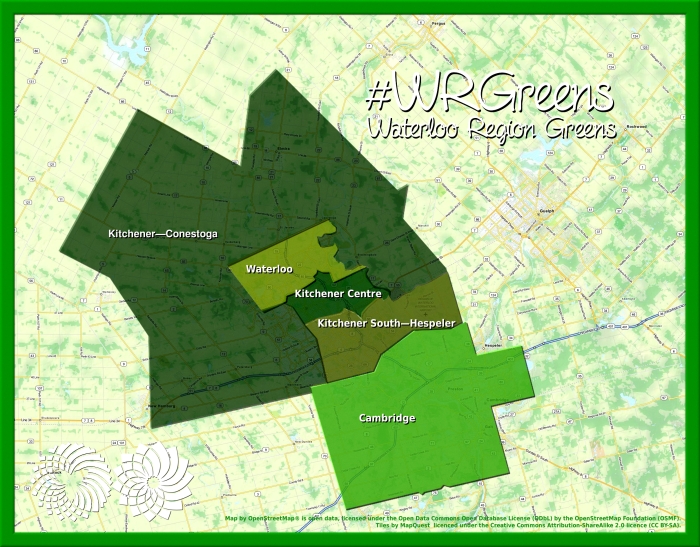 These are the 5 electoral districts of Waterloo Region.