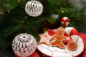 Christmas decorations, ornaments, and cookies